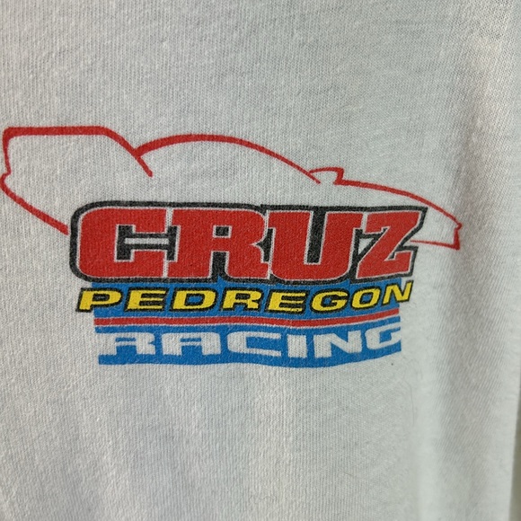 Vintage Cruz Pedregon McDonalds Racing White Tee, Signed, Men's Large - Picture 3 of 8